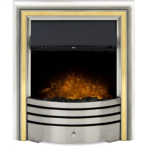 Adam - Astralis Coal Electric Fire in Chrome & Brass with Remote Control 5056126240306 23764