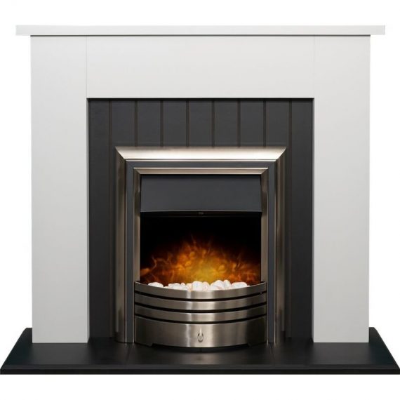 Adam - Chessington Fireplace in Pure White & Black with Astralis Electric Fire in Chrome, 48 Inch 5056126239645 24511