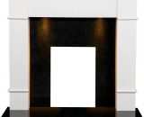 Linton Surround in Pure White & Black Marble with Downlights, 48 Inch - Adam 5056126236965 23692