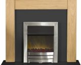Adam - Southwold Fireplace Suite in Oak and Black with Colorado Electric Fire in Chrome, 43 Inch 5060031413533 12360