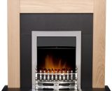 Southwold Fireplace in Oak & Black with Blenheim Electric Fire in Chrome, 43 Inch - Adam 5060031413564 12363