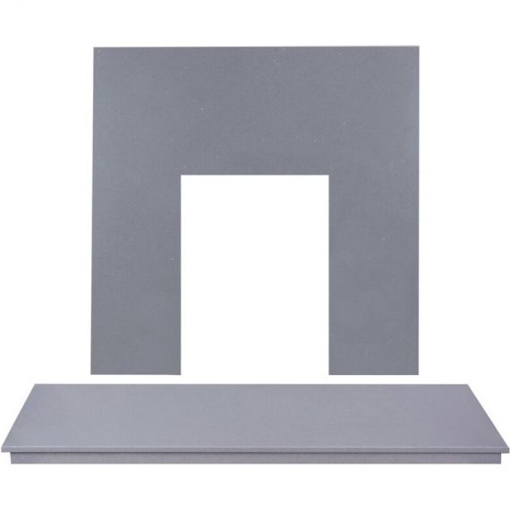 Marble Back Panel & Hearth in Sparkly Grey, 48 Inch - Adam 5056126221275 18835