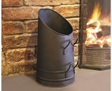 Coal Scuttle Hod Coke Wood Bucket Large Tall Black Vintage Style Kindling Bucket Metal 5013478165060 fire5