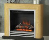Devonshire 34' Natural Oak/Anthracite Electric Fireplace - Chrome Fire Finish - Be Modern DEVONSHIRE