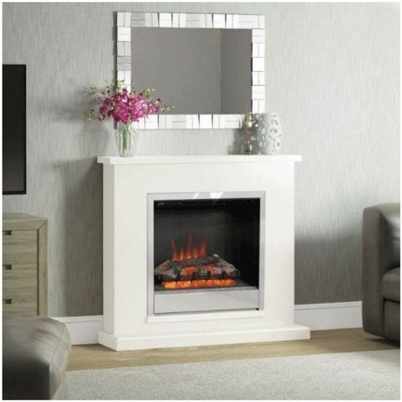 Be Modern - Elsham 40' Soft White Electric Fireplace - Chrome Fire Finish ELSHAMSWC