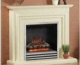 Carina 44' Ivory Electric Fireplace - Chrome Fire Finish - Be Modern CARINA