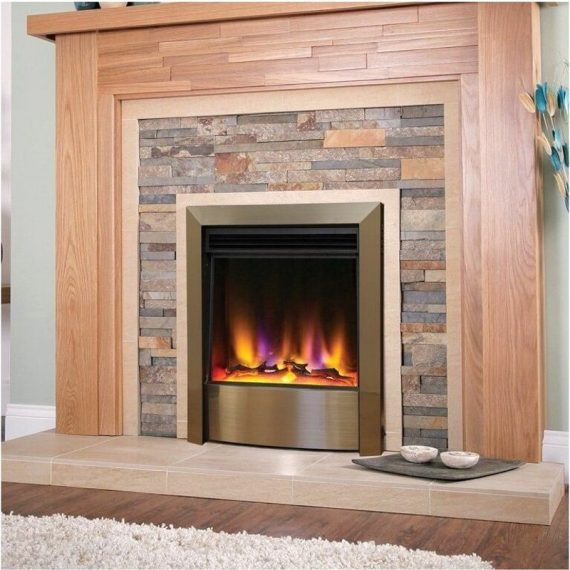 Celsi - Electric Fire Inset Fireplace Heater with Remote Control Modern Champagne Finish - Gold 5056093665676 BFMCEL011