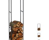 Firewood Rack, Log Stacking Aid, Steel, For In- and Outdoor Use, Wood Pile Shelf, h x w 150 x 40 cm, Anthracite - Relaxdays 4052025933609 10026018_949_GB