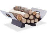 Stainless Steel Log Cradle, Modern Firewood Basket, Metal Log Carrier Holder, H x W x D: 16 x 41 x 33 cm, Silver - Relaxdays 4052025222987 10022298_0_GB