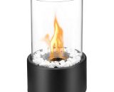 Langray - Bio Ethanol Fireplace Indoor Outdoor Camping Glass Top Burner Fire Katy Black Tabletop Round (Black) GTR00761