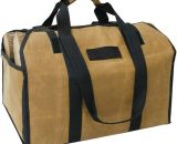 Sturdy And Durable Wood Tote Bag, Strong Waxed Canvas Firewood Log Holder, Firewood Basket For Indoor Outdoor Camping Wood Stoves, Khaki 3732770714593 wdl-065