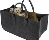 Felt bag 50 x 25 x 25 cm with handle for transporting firewood, toys, newspapers, shopping, etc. Black 7374735531492 PYP-7602