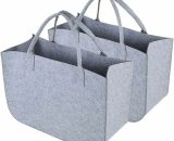 Gray felt shopping bag large felt bag for firewood basket firewood set of 2 7374735543099 PYP-8762