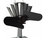 Heat Powered Stove Fan 2 Blades Black - Hommoo DDvidaXL51239_UK