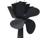 Black 4 Blades Heat Powered Stove Fan komin Log Wood Burner Eco Friendly Quiet Fan SSCD57455