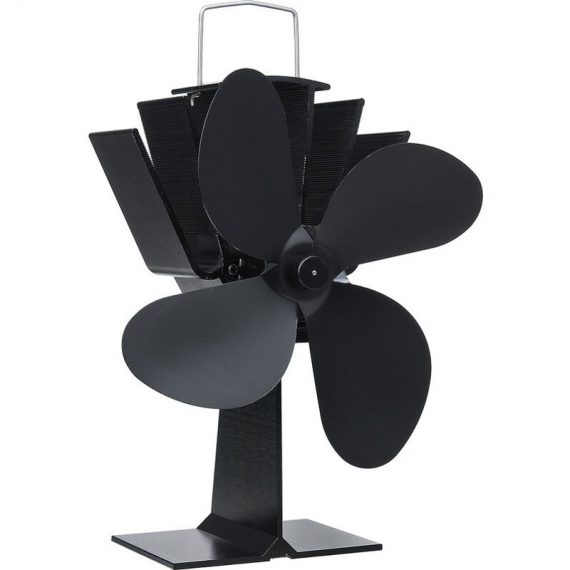 Black 4 Blades Heat Powered Stove Fan komin Log Wood Burner Eco Friendly Quiet Fan SSCD57455