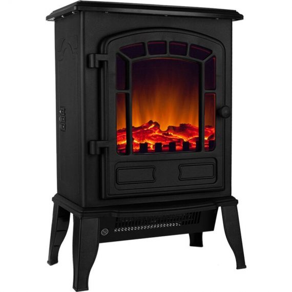 Deuba - Electric Fireplace LED Realistic Standing Heater Radiator 2000W Decorative Black 4250525327403 103239