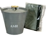 Fireside Ash Bucket in French Grey with Canvas Log Carrier Bag 5055031301720 GFK588