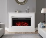 2KW Electric Inset Fireplace Heater with White Wooden Mantel - Livingandhome 747492408579 K02171