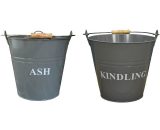 Fireside Ash & Kindling Bucket Set in French Grey 5056589500375 GFL160