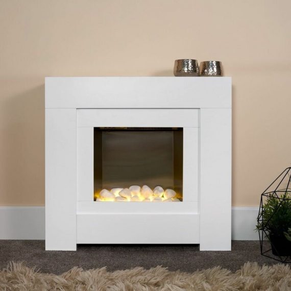 Adam Brooklyn White Electric Fire Fireplace Surround Wood Heater Flame Effect 5056126229462 ADF049