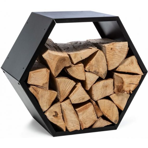 Blumfeldt - Firebowl Hexawood Black, Wooden Storage, Hexagon Shape, 50.2 x 58 x 32 cm 4060656450235 4060656450235