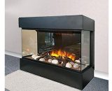 Electric Fire Heating Wall Mounted 24' Black Electric Fireplace 3D Flames led Light Decorative Log & Pebbles Quiet Fan Timer Remote Control 2000W for 5055959752130 WF5