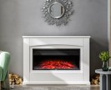 Livingandhome - Electric Inset Fireplace Heater Fire Place White Wooden Mantel, 34inch 723803410653 PM0403PM0404