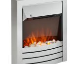Electric Inset Fire Brushed Steel & Black Real Coals Pebbles Flame led Display - Silver 5059742062260 5059742062260