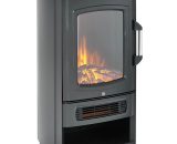 Freestanding Electric Stove Heater Wood Log Burner led Flame Cast Iron Effect - Black 5059742062277 5059742062277
