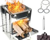 Folding Wood Burning Stove Blowpipe Wire Saw Kit Mini BBQ Grill with Carry Bag for Backpacking Hiking Camping Cooking (two) 4502190396247 DS_SP7097_LJL220926