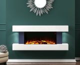 50 inch Large led Fireplace Electric Heater Fire High Gloss glass Slim Flame - Livingandhome 723803411230 PM0797