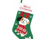 Pet Dog Christmas Stocking 3D Red and Green Dog Sewing Knit Xmas Stocking, Christmas Fireplace Hanging Puppy Dog Stocking Decoration for Family BRU-10249 6286472719815