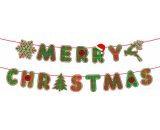 Merry Christmas Banner with Snowflake and Reindeer Flags Plaid Pattern for Fireplace Wall Tree Merry Christmas Birthday Party Decor Decoration BRU-10434 6286472721665