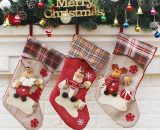 Pack Christmas Stockings - Large 18 Hanging Stockings for Fireplace, Christmas Tree, Seasonal Decor - Candy Bag Gift Bag with Plaid Buffalo, Santa, BRU-10241 6286472719730