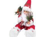 Christmas Decorations Sitting Father Santa Claus Figure Plush Toy Doll Christmas Party Tree Hanging Decor Home Indoor Table Fireplace Shelf Sitter FOUR-20303 3732770787597