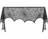 Thsinde - Halloween Spider Web Fireplace Scarf Mantle Scarf Spider Web Decorations Black Mantle Scarves Cover Lace Runner for Halloween Christmas TM1058484-KM 9777912692463