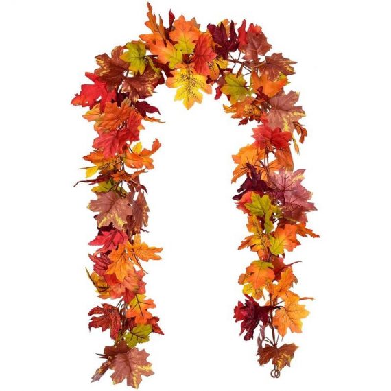 2 pieces artificial leaves autumn garland, maple leaves artificial vine maple climber fake pendant plant for autumn wedding party fireplace and BETGB013165 9434273007489
