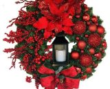 Christmas Wreath Artificial Flowers Red 43cm Garlands Noel Christmas Fireplace Wreath inside outside Christmas Decoration for Door Wall Window Wall Mano-ZQUK-9974 6273997576221