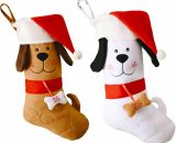 Pack Christmas Stocking Cute Dog Christmas Hat Pattern Christmas Stocking 15.7 Inch Party Decorations Hanging Fireplace for Family Decorations Xmas BRU-10191 6286472719235