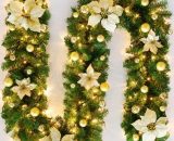 270cm Christmas Tree Garland, Christmas Artificial Fir Garland Lighted Lamp LED Lamp Decoration for Christmas Tree Door Staircase Fireplace (gold) BRU-00014 6292854630319