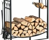 Costway - 30" Fireplace Log Rack Wood Stacker Stand w/ 4 Tool Set Kindling Holders OP70815 615200214319