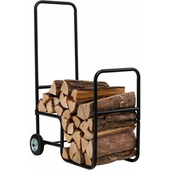 Costway - Firewood Cart Rolling Log Carrier Fireplace Log Holder Durable Rubber Wheels HV10304