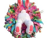 Easter Bunny Wreath, Hanging Bunny Garland Decoration, Flower Wreath Ideal Easter Decoration for Your Door, Wall or Window, Bedroom, Wall Fireplace, BAYUK-2345 5303861560504