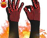 Thsinde - Barbecue gloves, red, non-slip silicone oven mitts, maximum 800 ° c, length 35CM, very suitable for the kitchen grill fireplace, 1 pair C24209801M1F902E 6250013600979