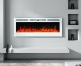 Livingandhome - led Electric Wall Mounted Fireplace Recessed Fire Heater 12 Flames With Remote, White 40inch PM0877 742521051818