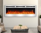 Livingandhome - led Electric Wall Mounted Fireplace Recessed Fire Heater 12 Flames With Remote, Silver 60inch PM0883 742521051870
