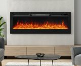 Livingandhome - led Electric Wall Mounted Fireplace Recessed Fire Heater 12 Flames With Remote, Black 40inch PM0885 742521051894