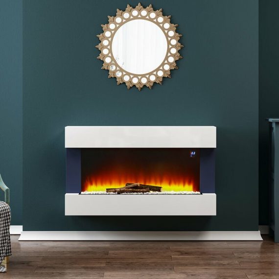 Livingandhome - l ed Wall Mounted Electric Fireplace 7 Flame Colours with Remote Control PM0839 786411974627