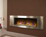 Electric Fireplace Wall Mounted vr Fire Heater Modern led Flame Timer Eco - Gold BFMCEL017 5056093665942